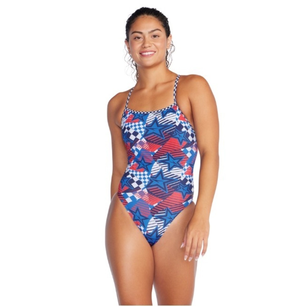 Speedo® (Women's MEDIUM) (32) Olympic Overdrive™ Double X Back One-Piece in Blue